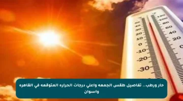 حار ورطب.. تفاصيل طقس الجمعة وأعلى درجات الحرارة المتوقعة في القاهرة وأسوان